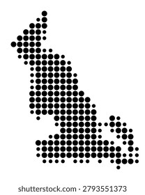 Symbol Map of the District Larne (Northern Ireland) showing the area with a pattern of black circles