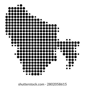 Symbol Map of the District Nisporeni (Moldova) showing the area with a pattern of black circles