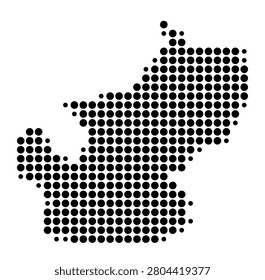 Symbol Map of the District Nuvara Eliya (Sri Lanka) showing the area with a pattern of black circles