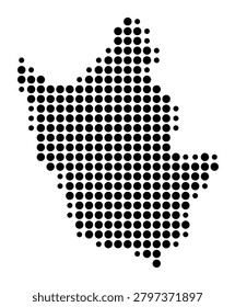 Symbol Map of the District Paphos (Cyprus) showing the area with a pattern of black circles