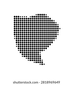 Symbol Map of the District Paramaribo (Suriname) showing the area with a pattern of black circles