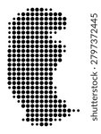 Symbol Map of the District Tashi Yangtse (Bhutan) showing the area with a pattern of black circles