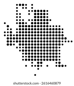 Symbol Map of Dothan (United States) showing the city with a pattern of just a few black dots