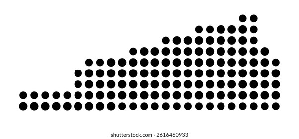 Symbol Map of Dublin (United States) showing the city with a pattern of just a few black dots