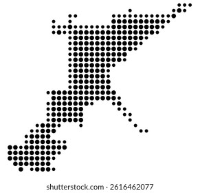 Symbol Map of Duluth (United States) showing the city with a pattern of just a few black dots