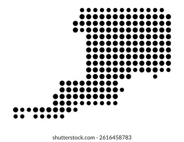 Symbol Map of Euless (United States) showing the city with a pattern of just a few black dots