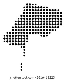 Symbol Map of Fall River (United States) showing the city with a pattern of just a few black dots