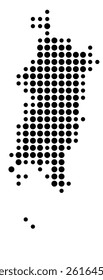 Symbol Map of Fargo (United States) showing the city with a pattern of just a few black dots