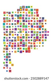 Symbol Map of the Federal District Buenos Aires (Argentina) showing the territory with a pattern of overlapping colorful squares like candies