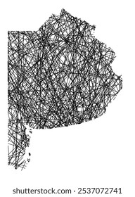 Symbol Map of the Federal District Buenos Aires (Argentina) showing the state with black, crossing lines like Mikado Sticks or a spider web