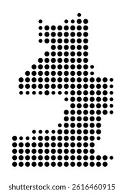 Symbol Map of Fontana (United States) showing the city with a pattern of just a few black dots