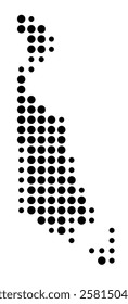 Symbol Map of the Island Agerso (Denmark) showing the island with just a few black dots