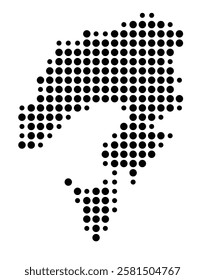 Symbol Map of the Island Alimia (Greece) showing the island with just a few black dots