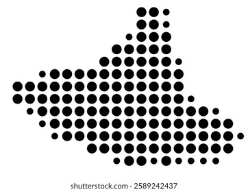 Symbol Map of the Island Ambrym (Vanuatu) showing the island with just a few black dots