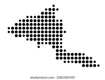 Symbol Map of the Island Amoliani (Greece) showing the island with just a few black dots