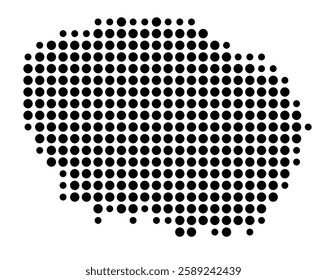 Symbol Map of the Island Aneityum (Vanuatu) showing the island with just a few black dots