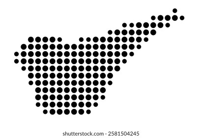 Symbol Map of the Island Anholt (Denmark) showing the island with just a few black dots