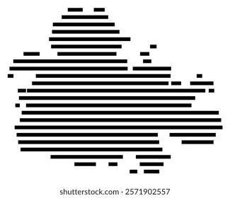 Symbol Map of the Island Antigua (Antigua and Barbuda) showing the island with horizontal black lines