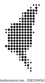 Symbol Map of the Island Antiparos (Greece) showing the island with just a few black dots