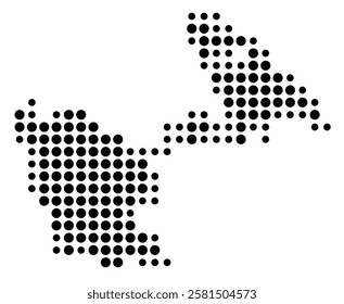 Symbol Map of the Island Astypalaia (Greece) showing the island with just a few black dots