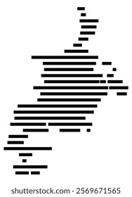 Symbol Map of the Island Barra (United Kingdom) showing the island with horizontal black lines