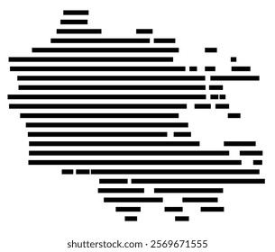 Symbol Map of the Island Benbecula (United Kingdom) showing the island with horizontal black lines