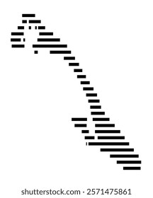 Symbol Map of the Island Beru (Kiribati) showing the island with horizontal black lines