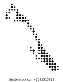 Symbol Map of the Island Beru (Kiribati) showing the island with just a few black dots