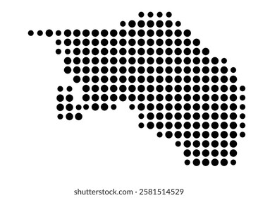 Symbol Map of the Island Bielarska (Poland) showing the island with just a few black dots