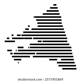 Symbol Map of the Island Big Wood Cay (Bahamas) showing the island with horizontal black lines