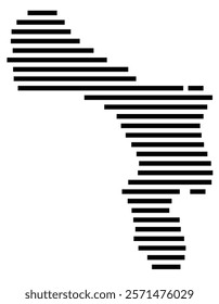 Symbol Map of the Island Bonaire (The Netherlands) showing the island with horizontal black lines