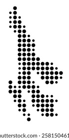 Symbol Map of the Island Bordoy (Faroe Islands) showing the island with just a few black dots