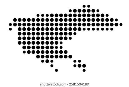 Symbol Map of the Island Borkum (Germany) showing the island with just a few black dots