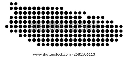 Symbol Map of the Island Brac (Croatia) showing the island with just a few black dots
