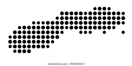 Symbol Map of the Island Canna (United Kingdom) showing the island with just a few black dots