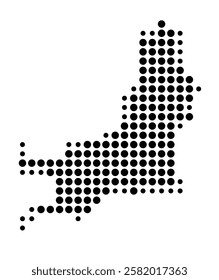 Symbol Map of the Island Carriacou (Grenada) showing the island with just a few black dots