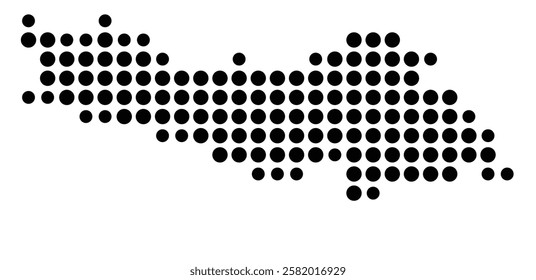 Symbol Map of the Island Cayo Coco (Cuba) showing the island with just a few black dots