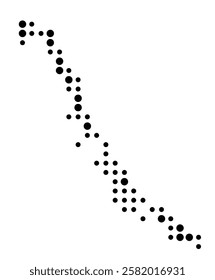 Symbol Map of the Island Cayo Cruz (Cuba) showing the island with just a few black dots