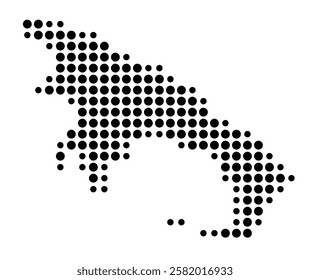 Symbol Map of the Island Cayo Diego Perez (Cuba) showing the island with just a few black dots