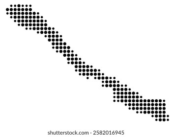 Symbol Map of the Island Cayo Grande (Cuba) showing the island with just a few black dots