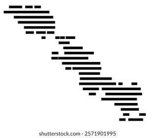 Symbol Map of the Island Cayo Romano (Cuba) showing the island with horizontal black lines