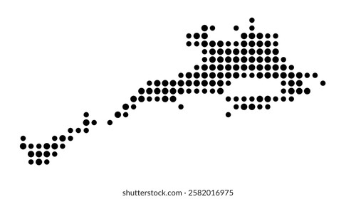 Symbol Map of the Island Cayos de las Cinco Leguas (Cuba) showing the island with just a few black dots