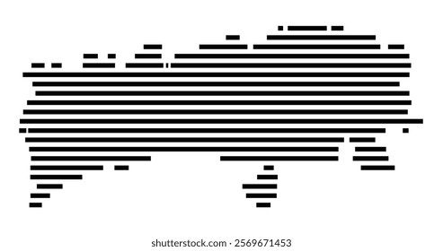 Symbol Map of the Island Chalki (Greece) showing the island with horizontal black lines