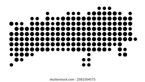 Symbol Map of the Island Chalki (Greece) showing the island with just a few black dots