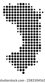 Symbol Map of the Island Chios (Greece) showing the island with just a few black dots