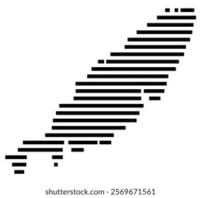 Symbol Map of the Island Coll (United Kingdom) showing the island with horizontal black lines