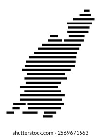 Symbol Map of the Island Colonsay (United Kingdom) showing the island with horizontal black lines