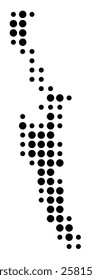 Symbol Map of the Island Cres (Croatia) showing the island with just a few black dots