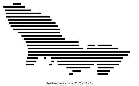 Symbol Map of the Island Crooked (Bahamas) showing the island with horizontal black lines