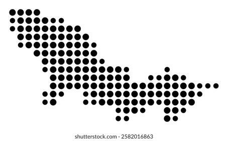 Symbol Map of the Island Crooked (Bahamas) showing the island with just a few black dots